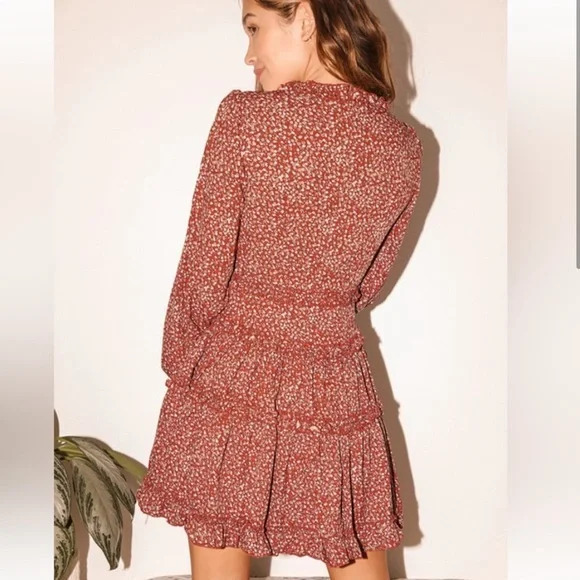 Lulu’s Rust/Orange Ruffle Dress Size XL - Picture 2 of 7